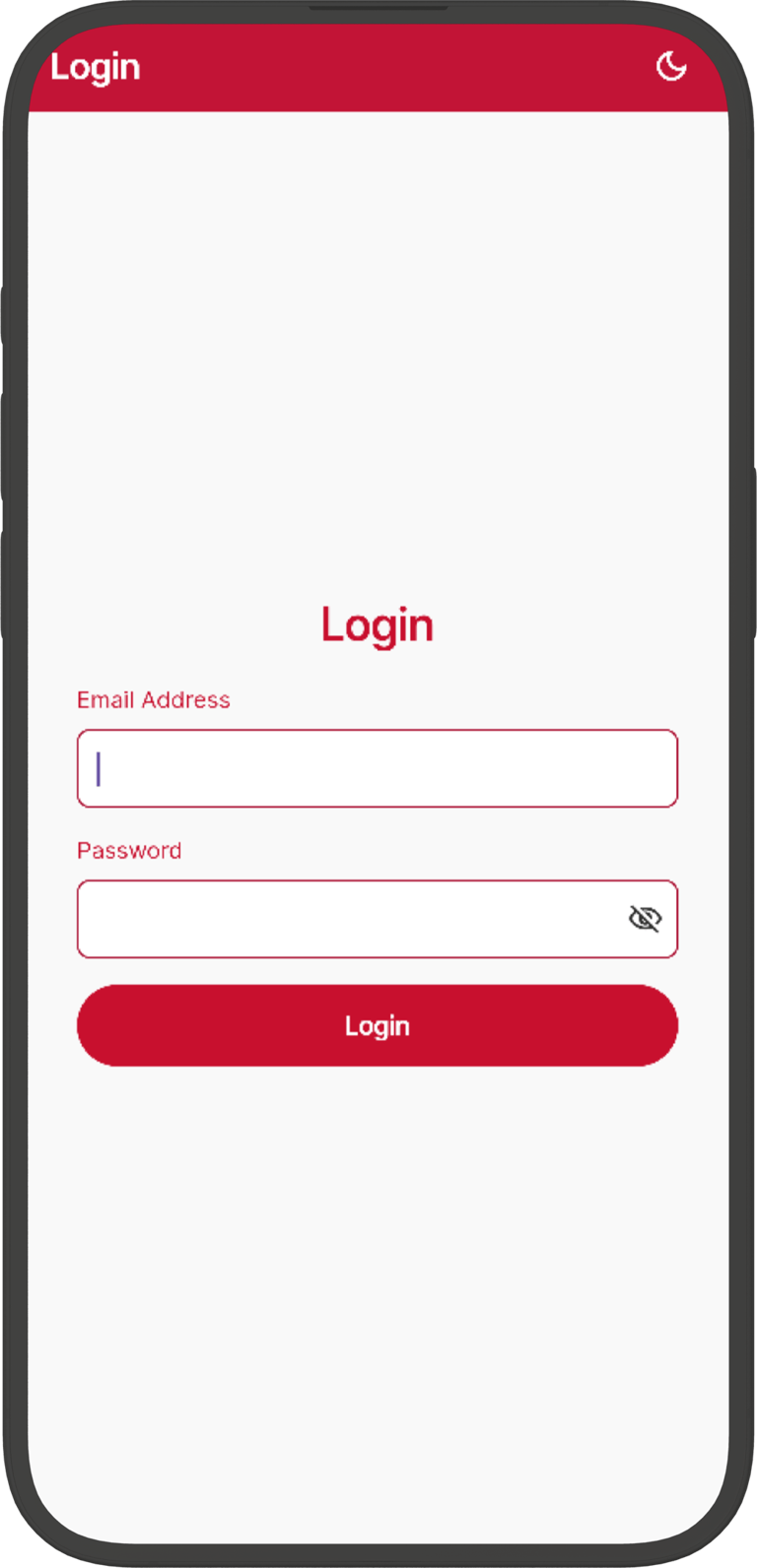 Login screen of the First Aid – Scoring app